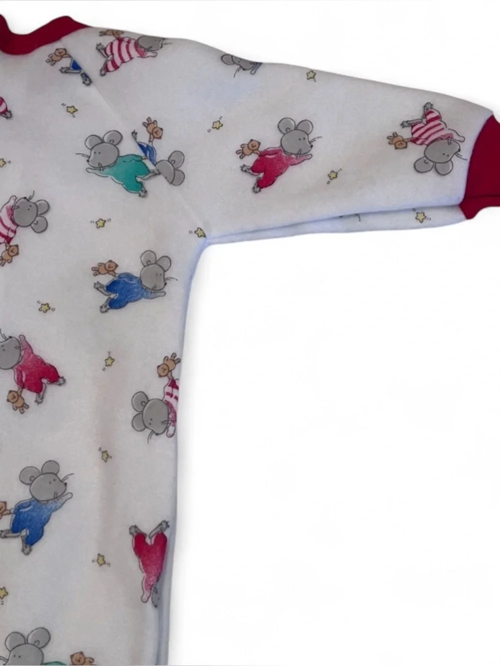 NWT VTG Carter’s Fuzzy Fleece Sleepwear 1 Piece Mouse Print Pajamas 18M